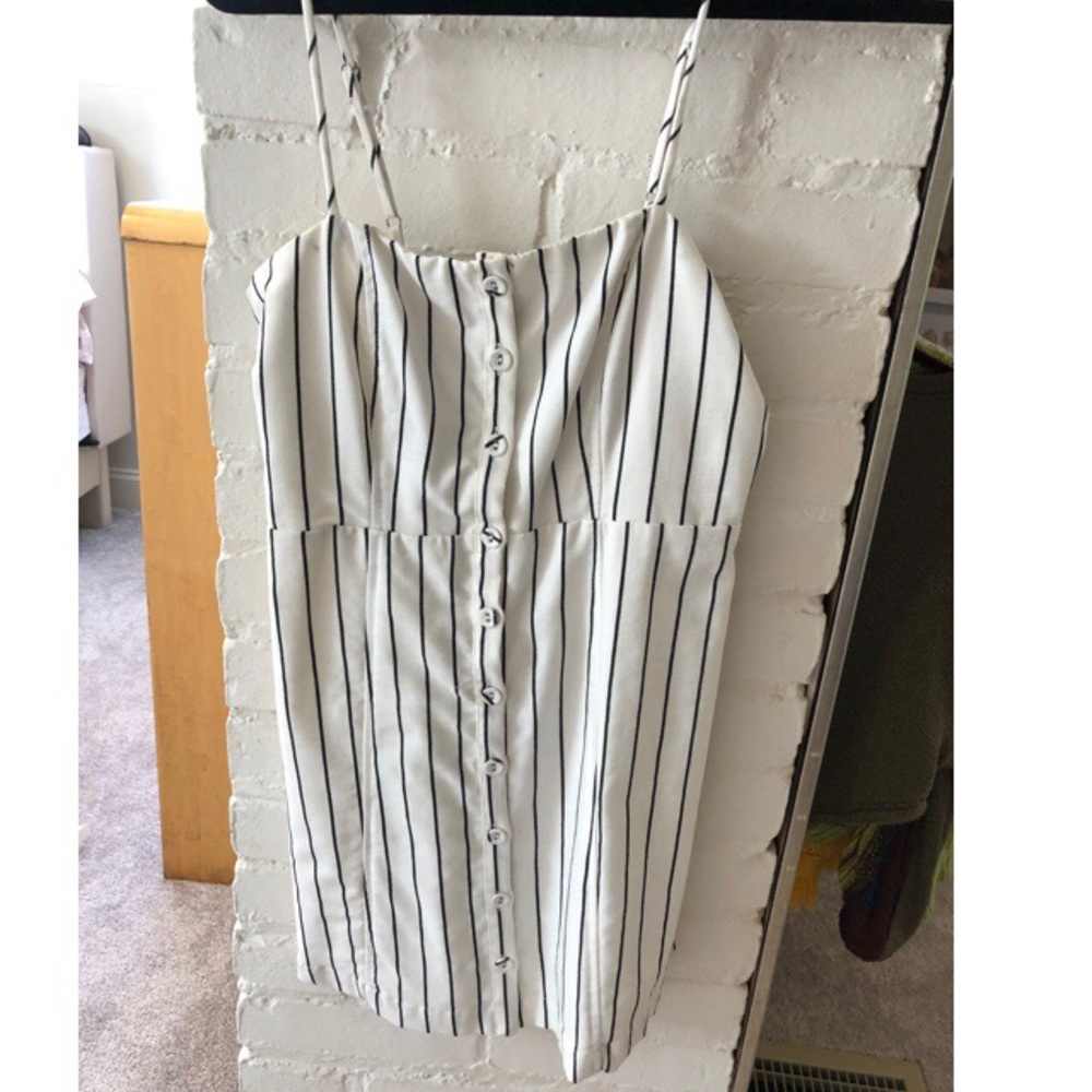pinstripe button up dress
